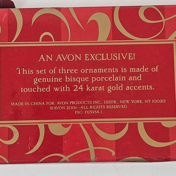 Avon Exclusive Porcelain Ornament Gift Set 24K Gold Accents Angel Sleigh Wreath - Picture 6 of 8